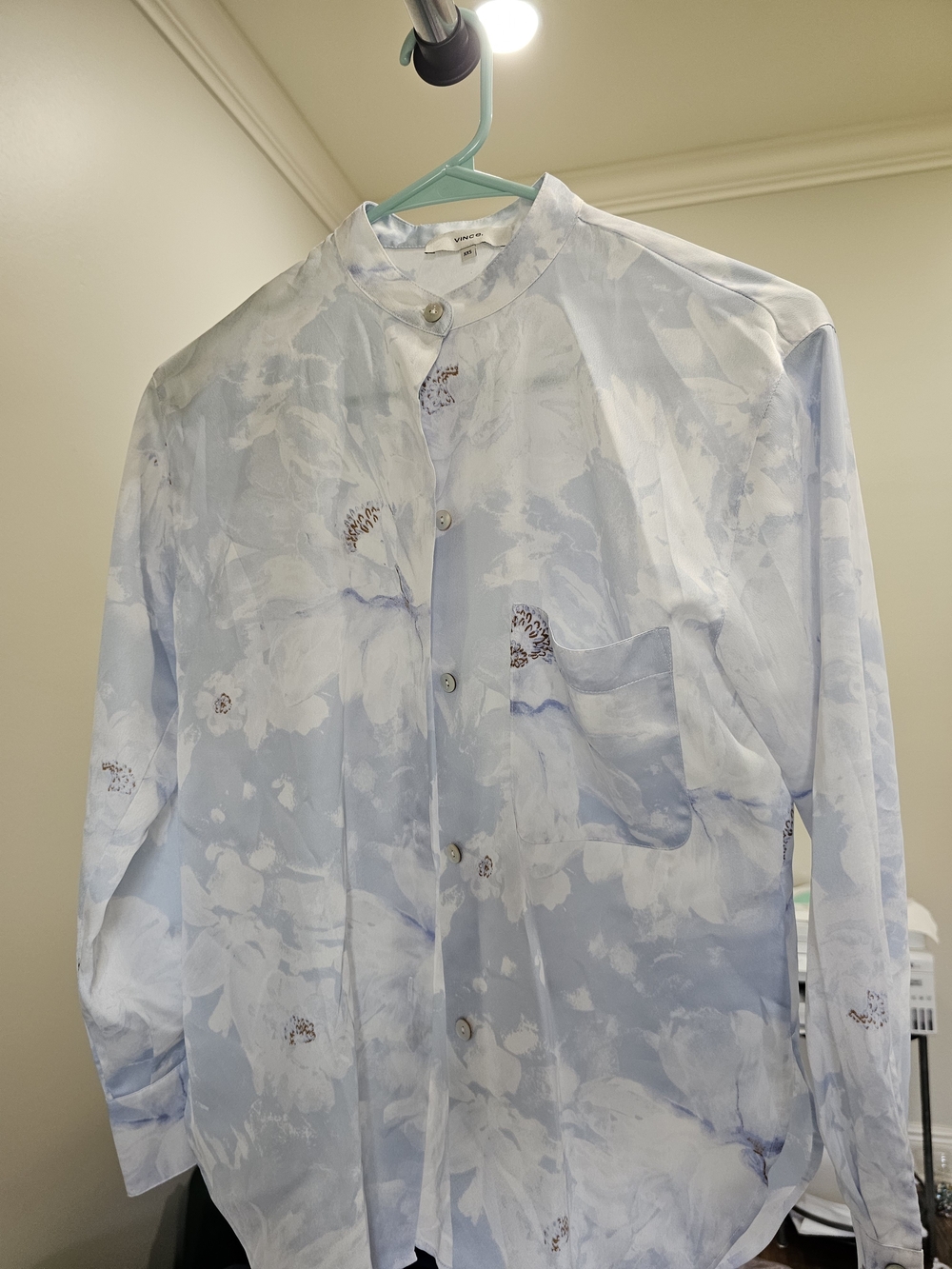 Vince Light Blue Floral-Print Shirt Jacket